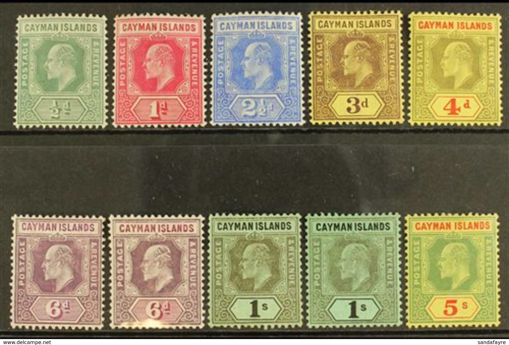 \Y 1907-09\Y KEVII Set To 5s, SG 25/33, Including 6d Both Listed Shades And 1s Both Watermarks, Fine Mint. (10 Stamps) F - Iles Caïmans