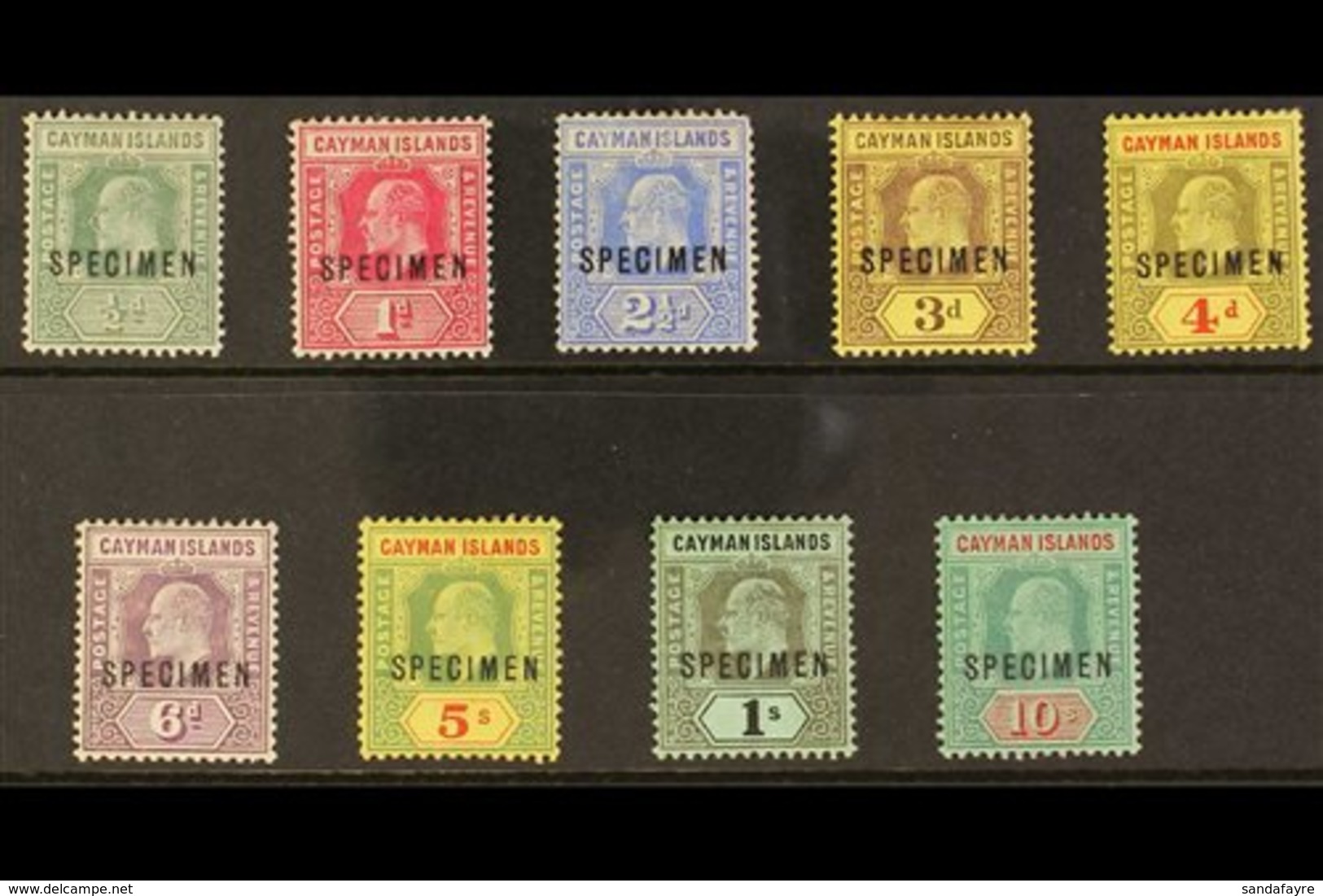 \Y 1907-09\Y KEVII Overprinted "SPECIMEN" Complete Set, SG 25s/30s And 32s/34s, Fine Mint. (9 Stamps) For More Images, P - Cayman Islands