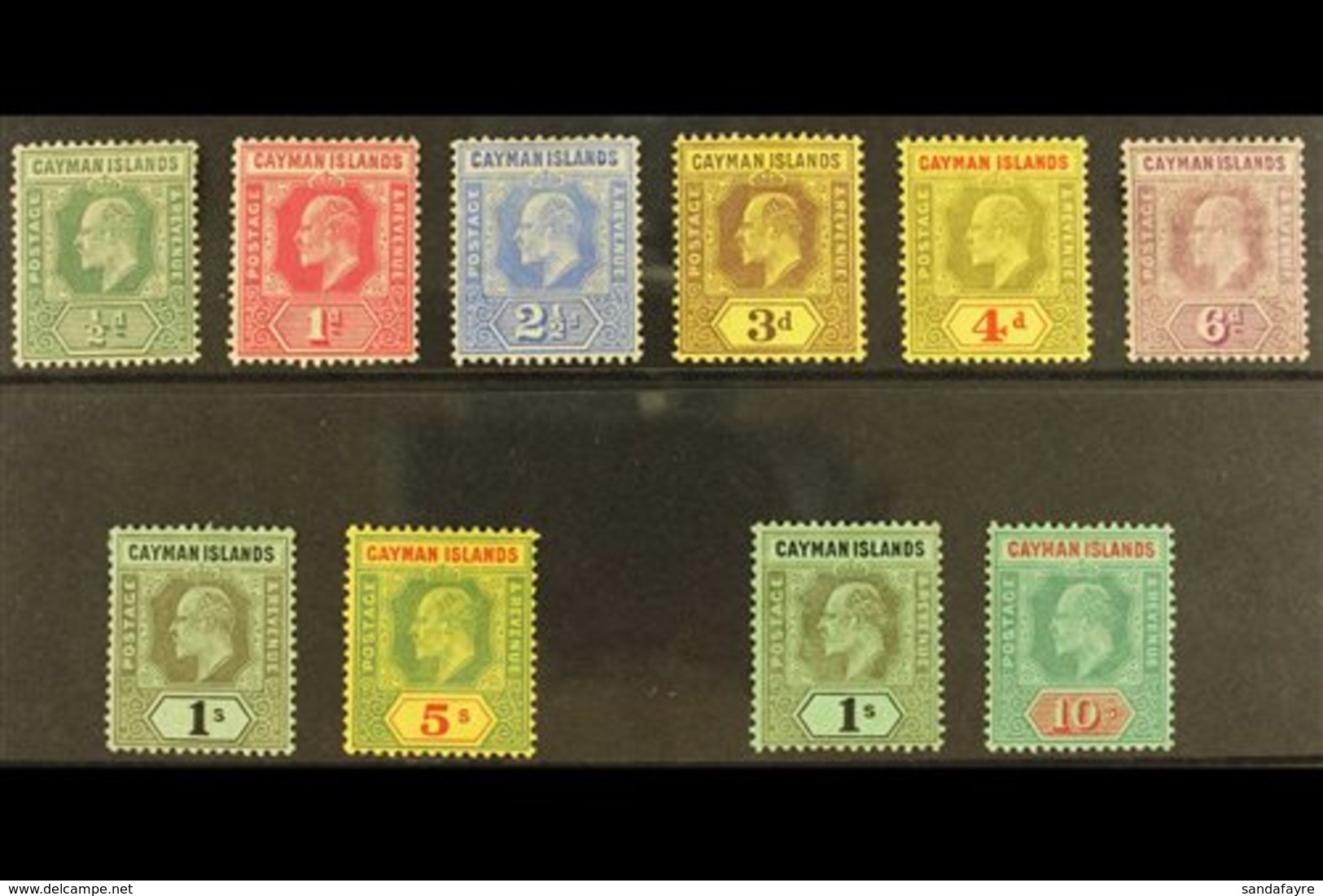 \Y 1907-09\Y Set Complete, Both Wmks, SG 25/34, Fine Mint (the 1s SG 33 With Toned Perf) 10 Stamps For More Images, Plea - Cayman Islands