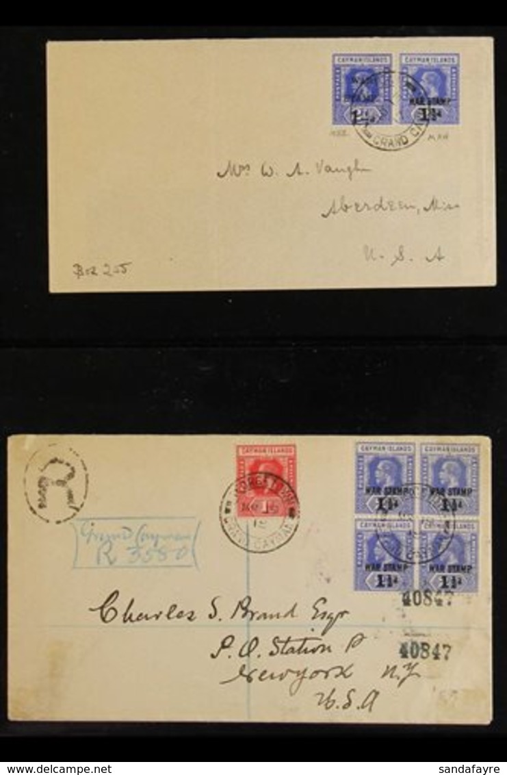 \Y 1917-1938 KGV WAR TAX COVERS GROUP.\Y An Interesting Collection Of Covers, Mostly Bearing Registered Tabs Or Cachets  - Iles Caïmans