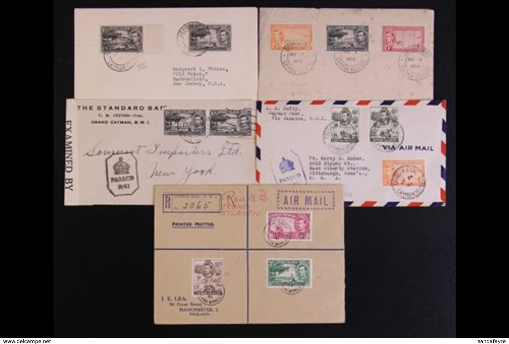 \Y 1941-3 COVERS\Y Selection Of Geo VI Covers Franked Range Of Commem Issues Incl Censored Mail To USA, Cayman Brac Regi - Cayman Islands