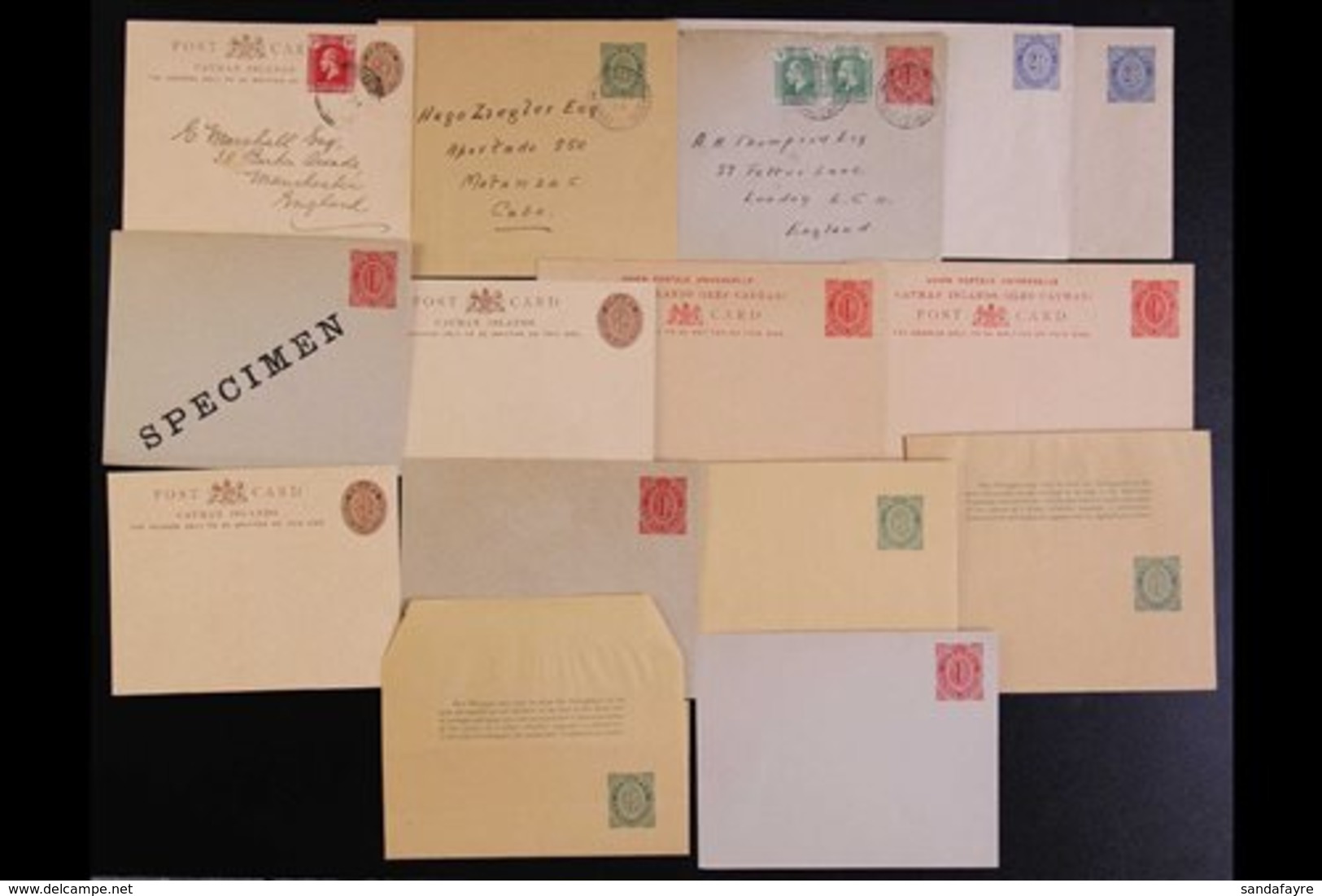 \Y POSTAL STATIONERY\Y Selection Of Early 1900s Used And Unused Card, Envelopes And Wrappers Including 1d Envelope Ovptd - Cayman Islands