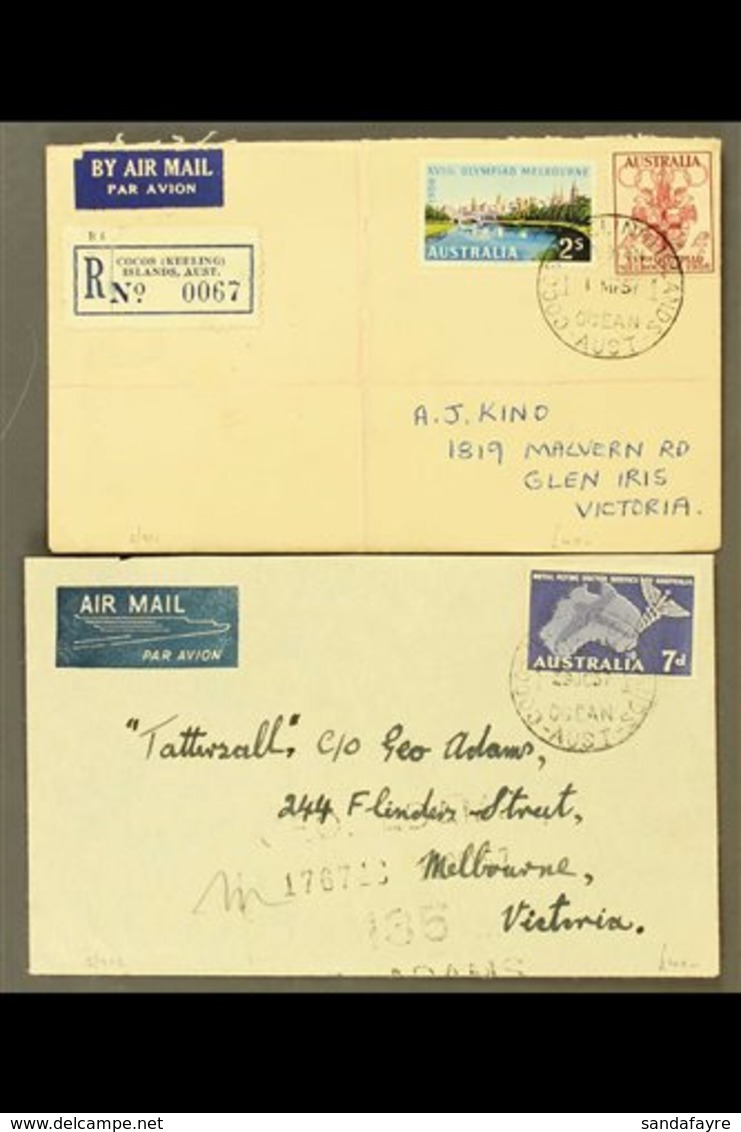 \Y 1957\Y Two Covers (one Registered), Bearing Australian Stamps To Victoria, Each With Clear Cocos Keeling Islands Cds' - Cocos (Keeling) Islands