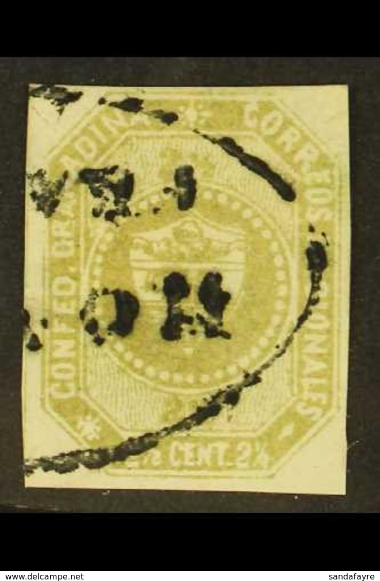 \Y 1859\Y 2½c Olive-green Granadine Confederation (SG 1a, Scott 1a), Very Fine Used With Part Oval "Honda Franca" Cancel - Colombie