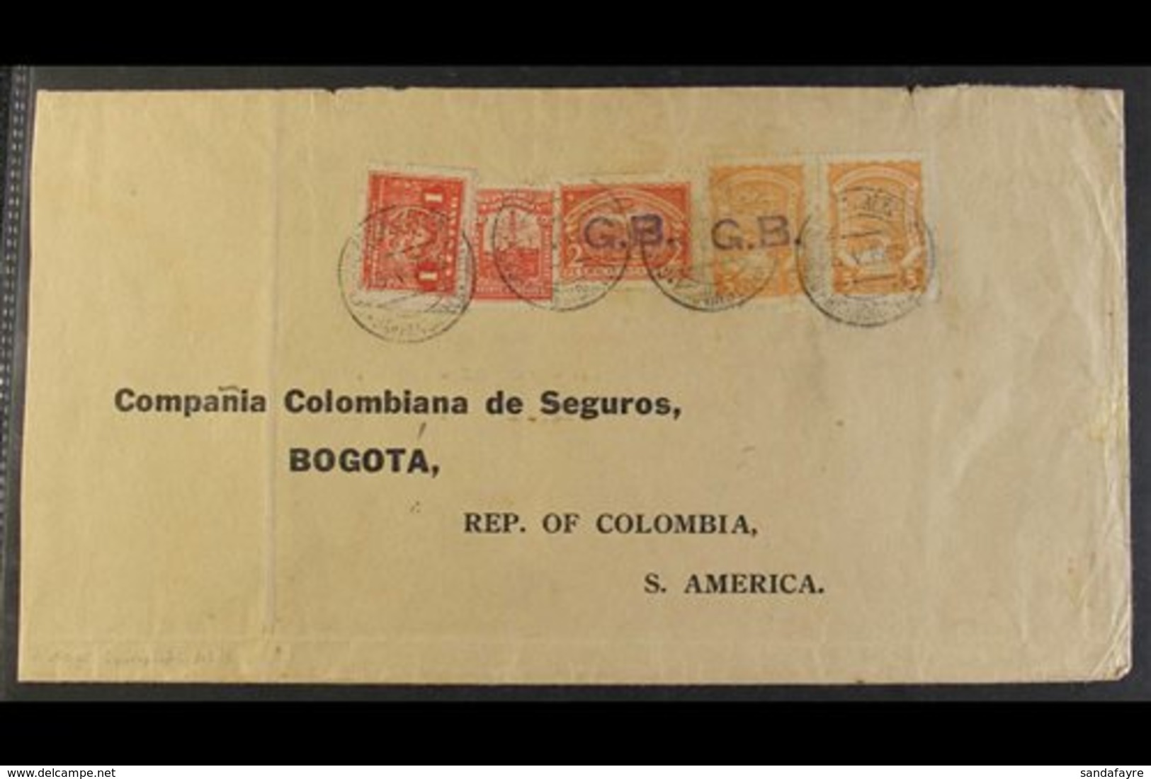 \Y SCADTA - UNLISTED VARIETY ON COVER\Y 1925 Cover From England Addressed To Bogota, Bearing Colombia 1c & 20c Paying In - Colombie