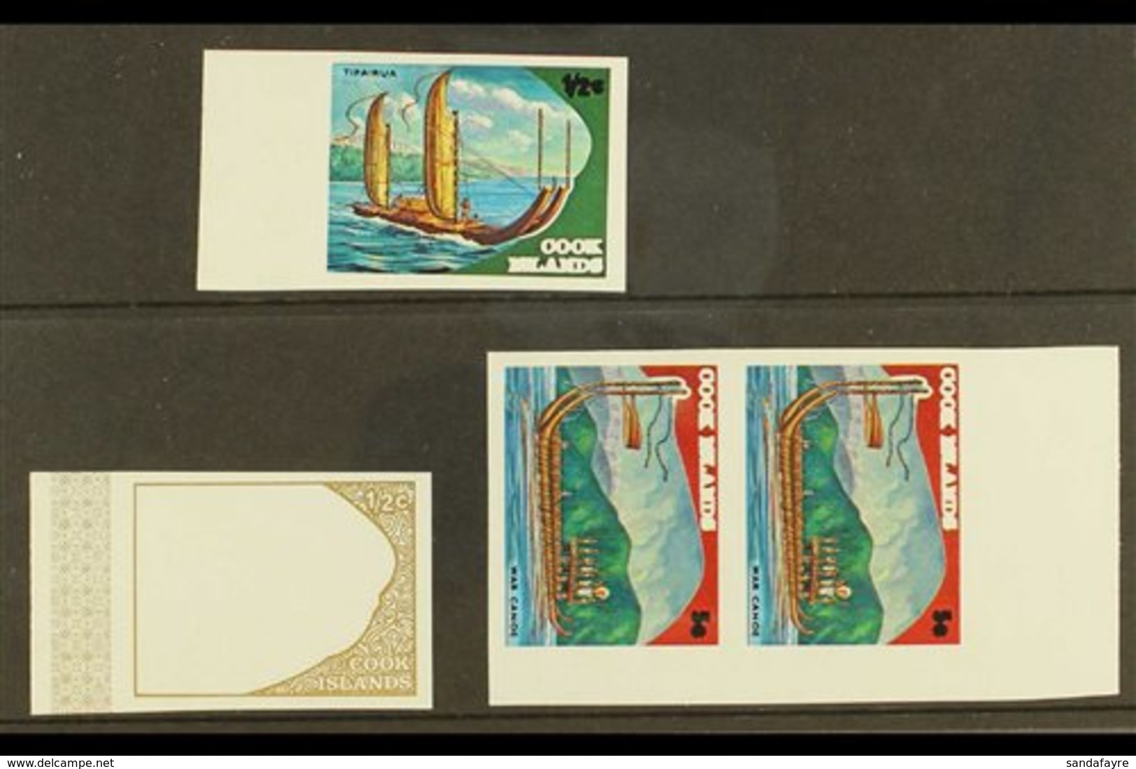\Y 1973 IMPERF PLATE PROOFS\Y An Attractive Selection From The Maori Exploration Issue With ½c Gold Frame & Coloured "Ti - Cook Islands