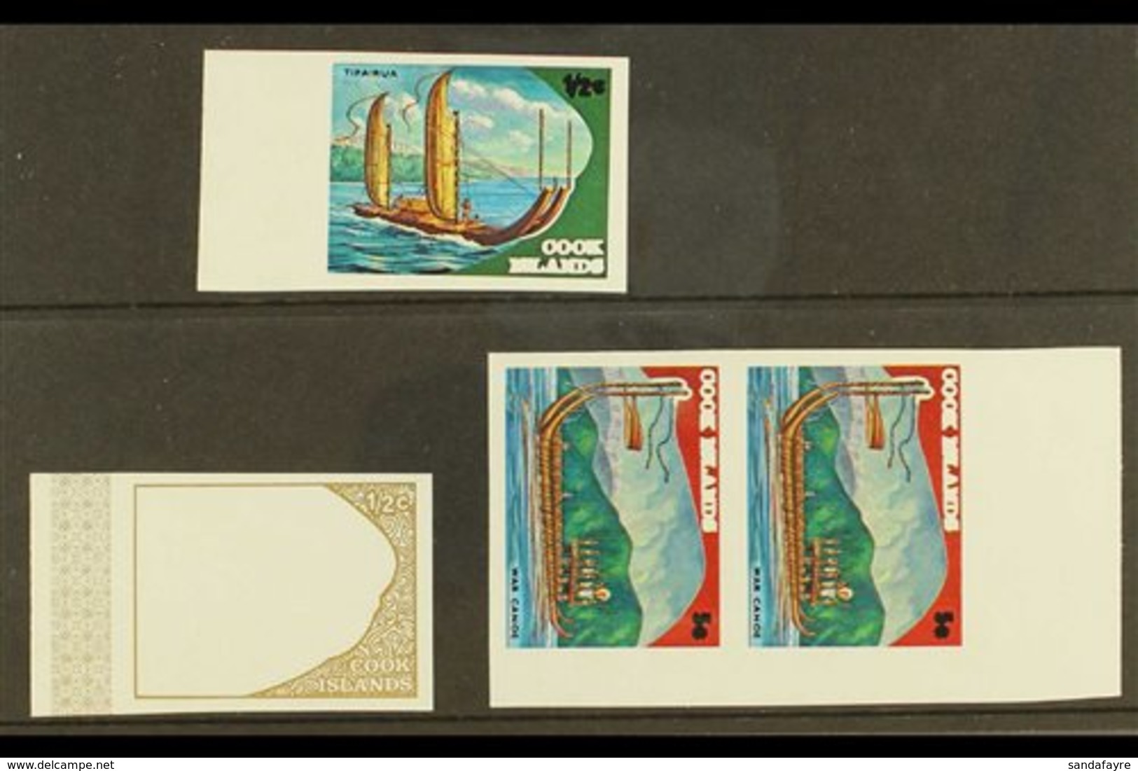 \Y 1973 IMPERF PLATE PROOFS\Y An Attractive Selection From The Maori Exploration Issue With ½c Gold Frame & Coloured "Ti - Cook