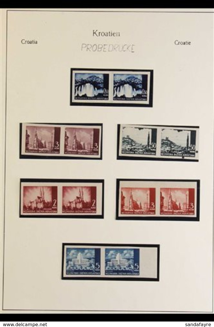 \Y PROOFS, ERRORS, AND IMPERF MARGINALS\Y 1941-44 All Different Never Hinged Mint Collection On Album Pages, Includes 19 - Croatia