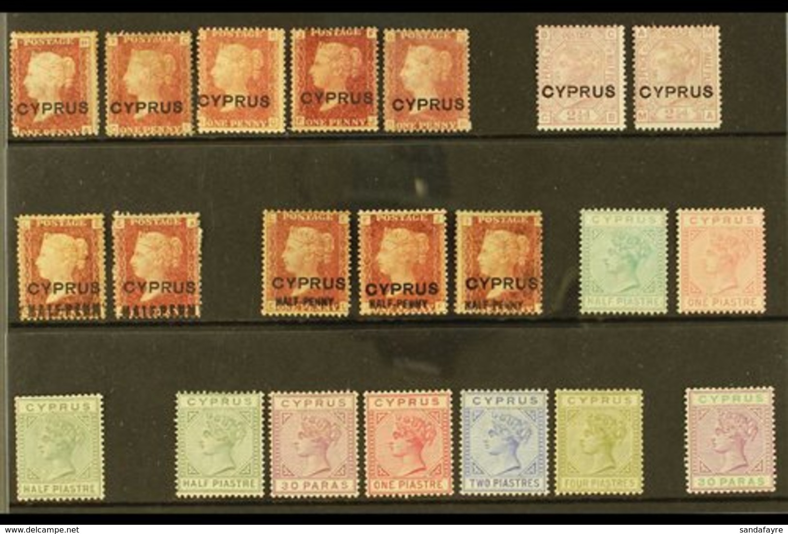 \Y 1880-1894 MINT SELECTION\Y On A Stock Card, Inc 1888 1d (x5, Plates 201 & 215-218) & 2½d (x2, Plates 14 & 15) Overpri - Autres & Non Classés