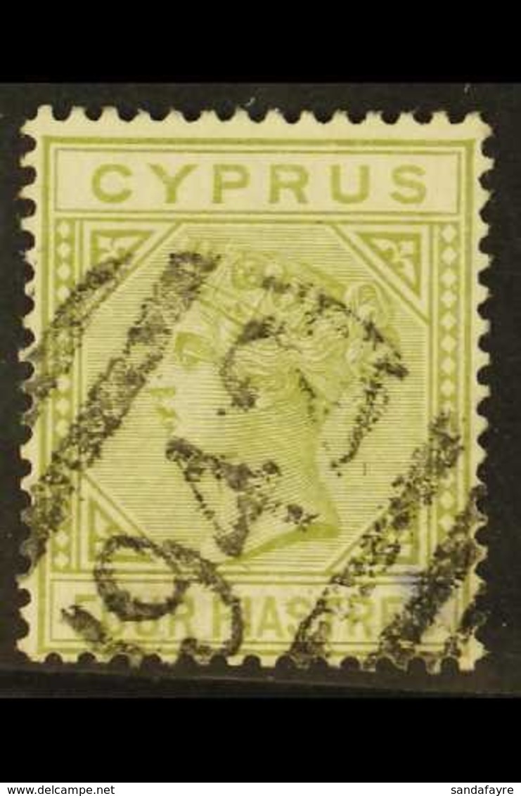 \Y 1881\Y 4pi Pale Olive Green, CC Wmk, Die I, SG 14, Fine Used With An Attractive Larnaca "942" Barred Cancel For More  - Other & Unclassified