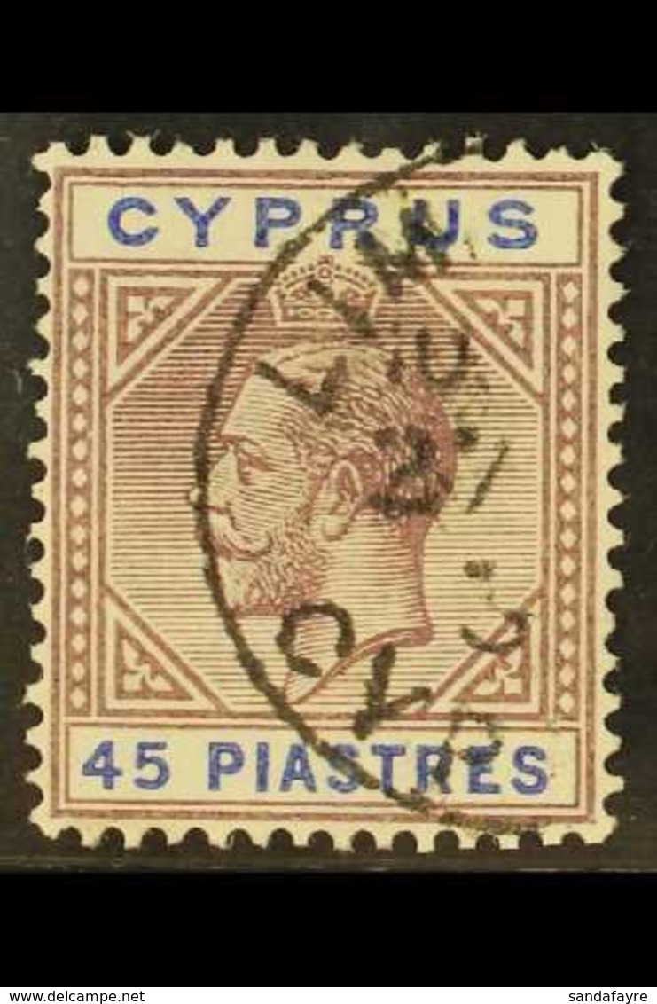 \Y 1912-35\Y 45pi Dull Purple & Ultramarine, SG 71, Fine Used With Limassol Cds. Lovely! (1 Stamp) For More Images, Plea - Other & Unclassified