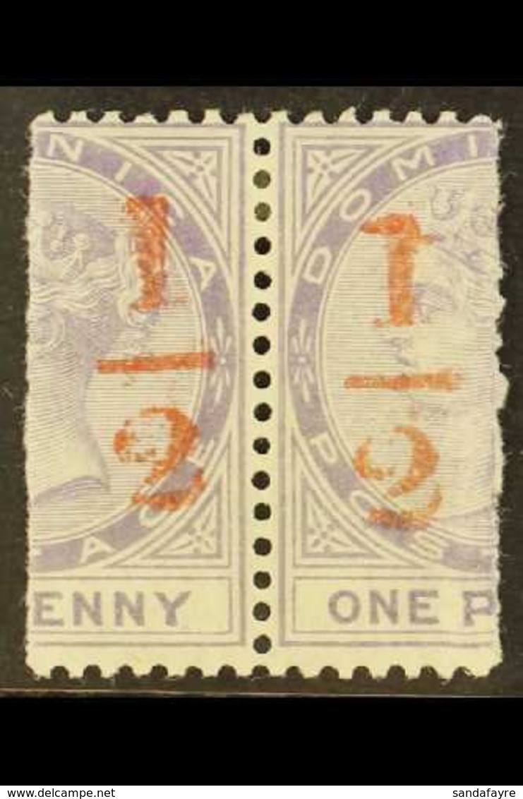 \Y 1882\Y ½(d) On Half 1d, SG Type 3 Surcharge In Red, SG 11, Very Fine Mint Horizontal PAIR. For More Images, Please Vi - Dominica (...-1978)