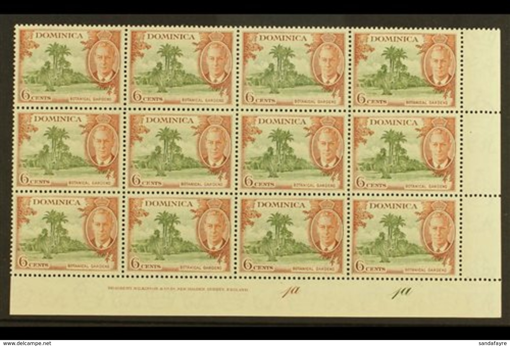 \Y 1951\Y 6c Olive & Chestnut "A" OF "CA" MISSING FROM WATERMARK Variety (SG 126b, MP 22b) Within Superb Never Hinged Mi - Dominique (...-1978)