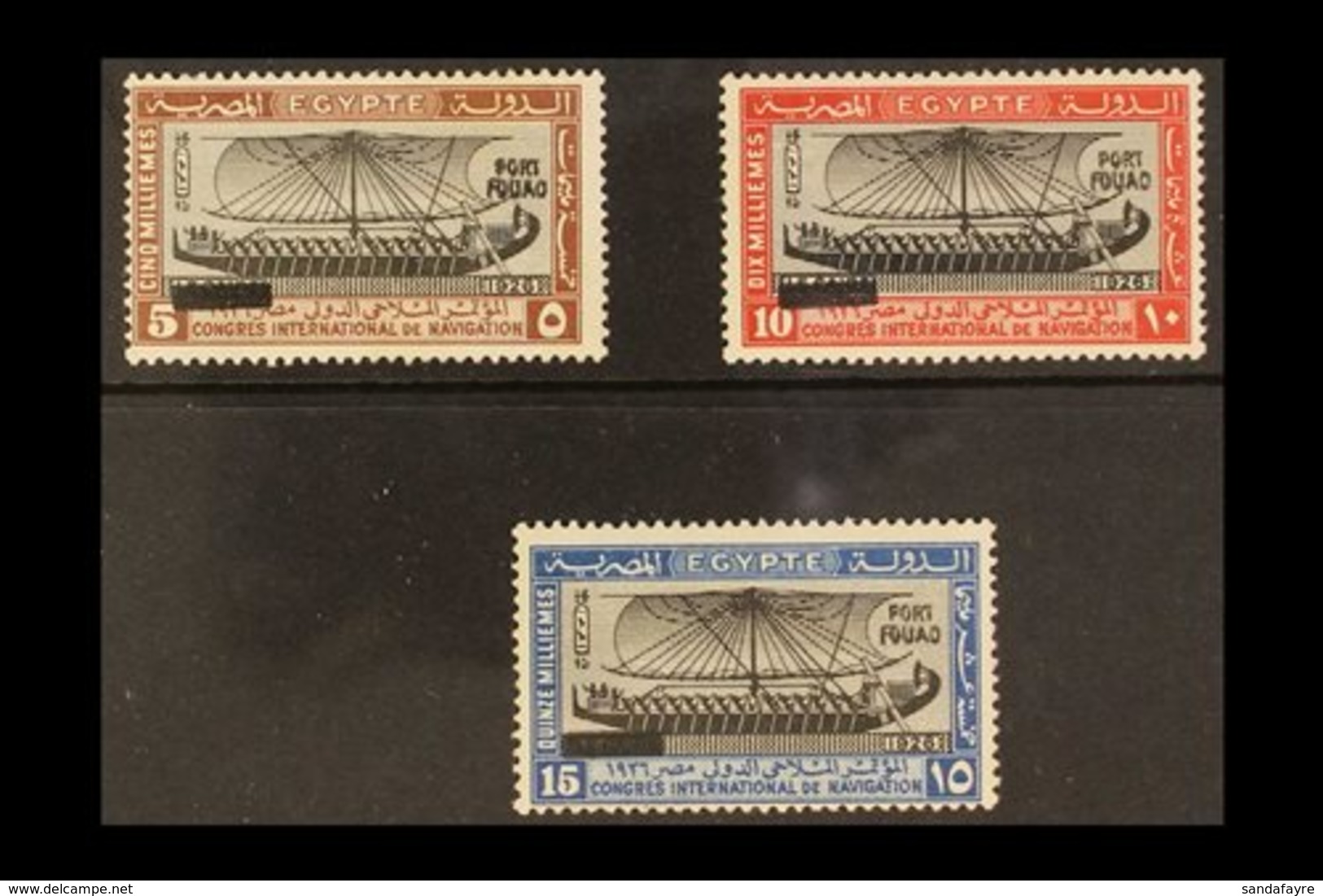 \Y 1926\Y Inauguration Of Port Fuad 5m, 10m And 15m, SG 141/43, Fine Mint. (3 Stamps) For More Images, Please Visit Http - Other & Unclassified