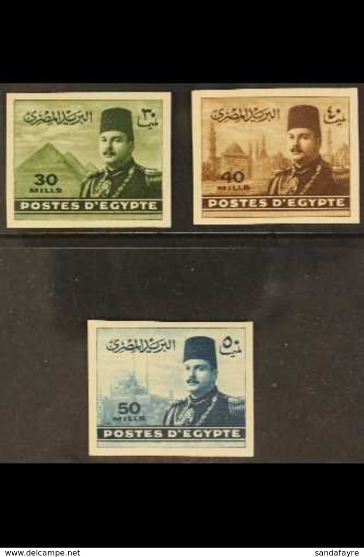 \Y 1944-51 ROYAL IMPERFORATE PROOFS.\Y 30m Deep Olive, 40m Sepia & 50m Greenish Blue Definitives IMPERF PROOFS Printed O - Sonstige & Ohne Zuordnung