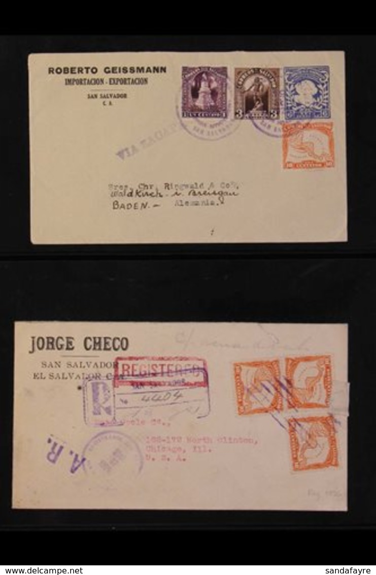 \Y 1925-75 COMMERCIAL COVERS GROUP\Y An Interesting Assembly With A 1925 6c Env To Germany Uprated With 1c, 3c, And 10c, - El Salvador