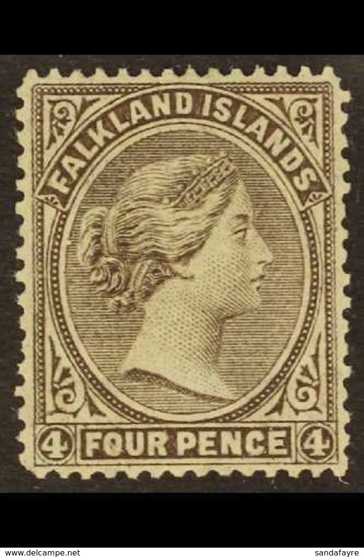 \Y 1878-79 WATERMARKED PAPER VARIETY. CAT £3750\Y 4d Grey-black On Watermarked Paper, SG 2a, Fine Unused & Without Gum,  - Falkland