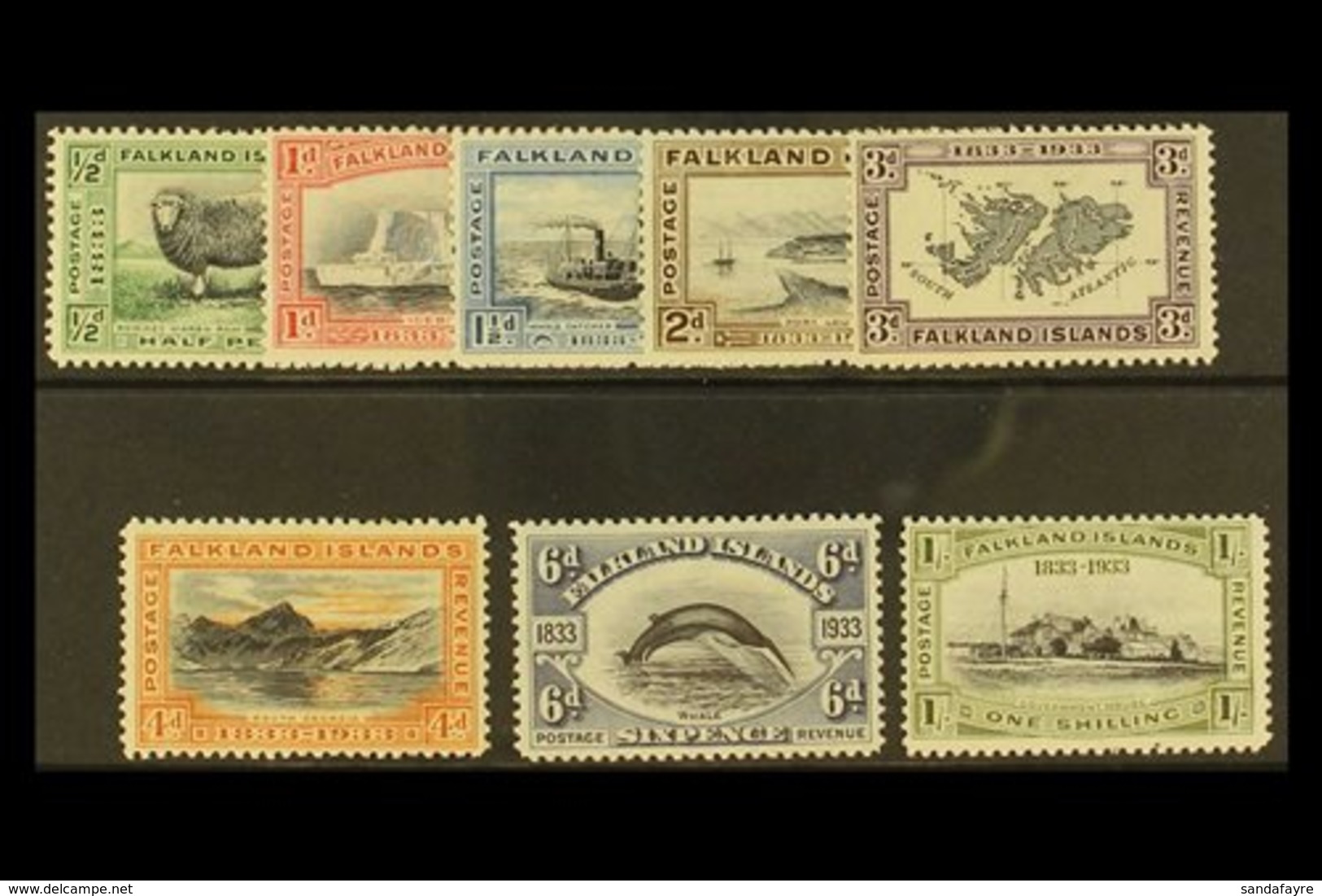 \Y 1933\Y Centenary Set To 1s, SG 127/34, Fine And Fresh Mint. (8 Stamps) For More Images, Please Visit Http://www.sanda - Falkland Islands