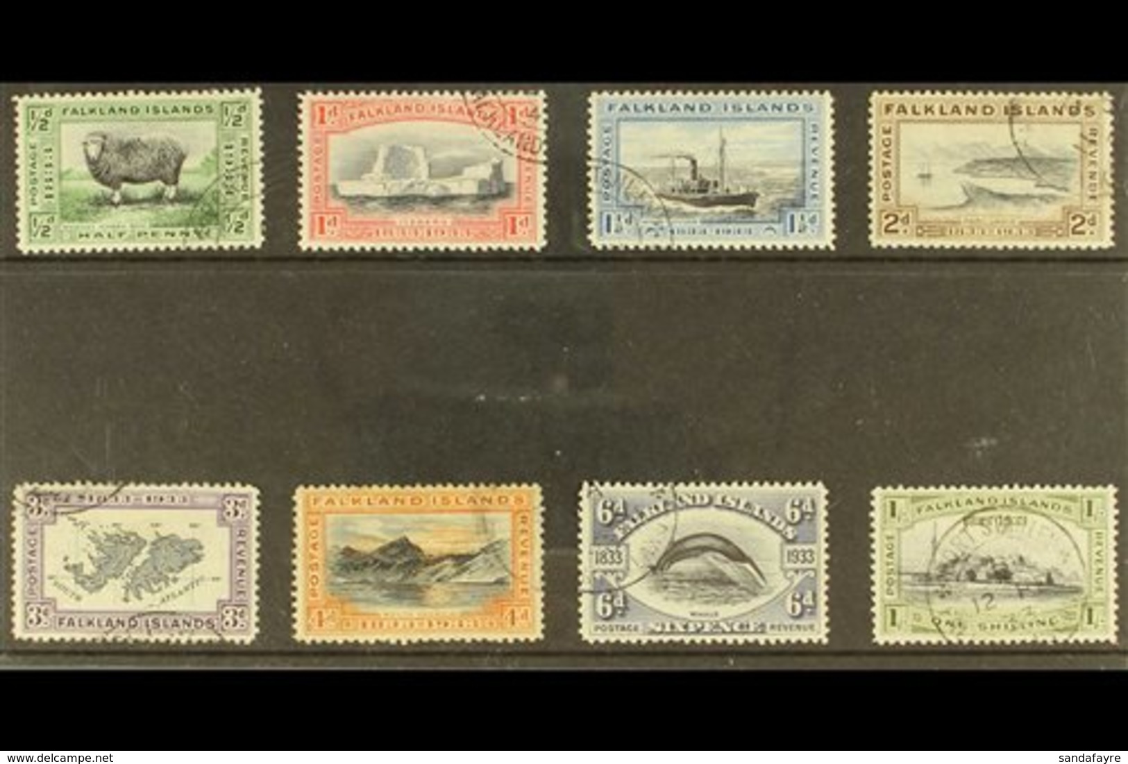 \Y 1933\Y Centenary Set To 1s, SG 127/34, Very Fine Used. (8 Stamps) For More Images, Please Visit Http://www.sandafayre - Falkland Islands