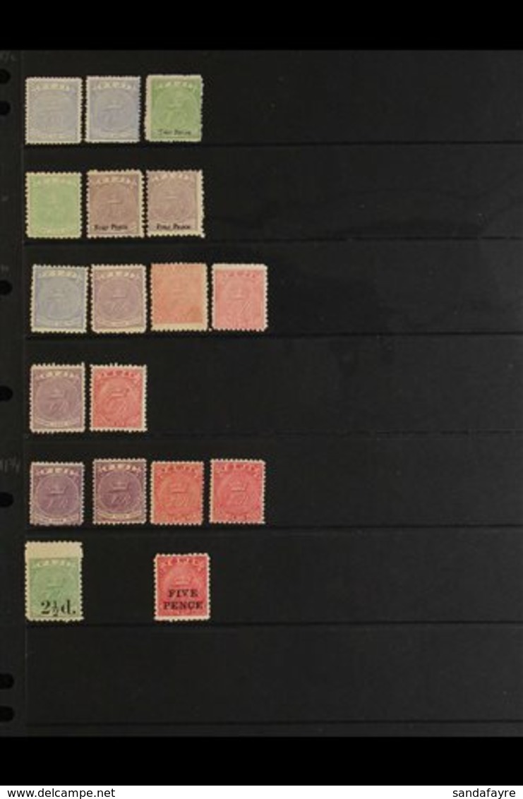 \Y 1878-99\Y A Mainly Fine Mint Range, With Perf. 12½ Both 1d And 2d On 3d, Perf. 10 2d Yellow Green, 4d On 1d, 4d On 2d - Fidschi-Inseln (...-1970)