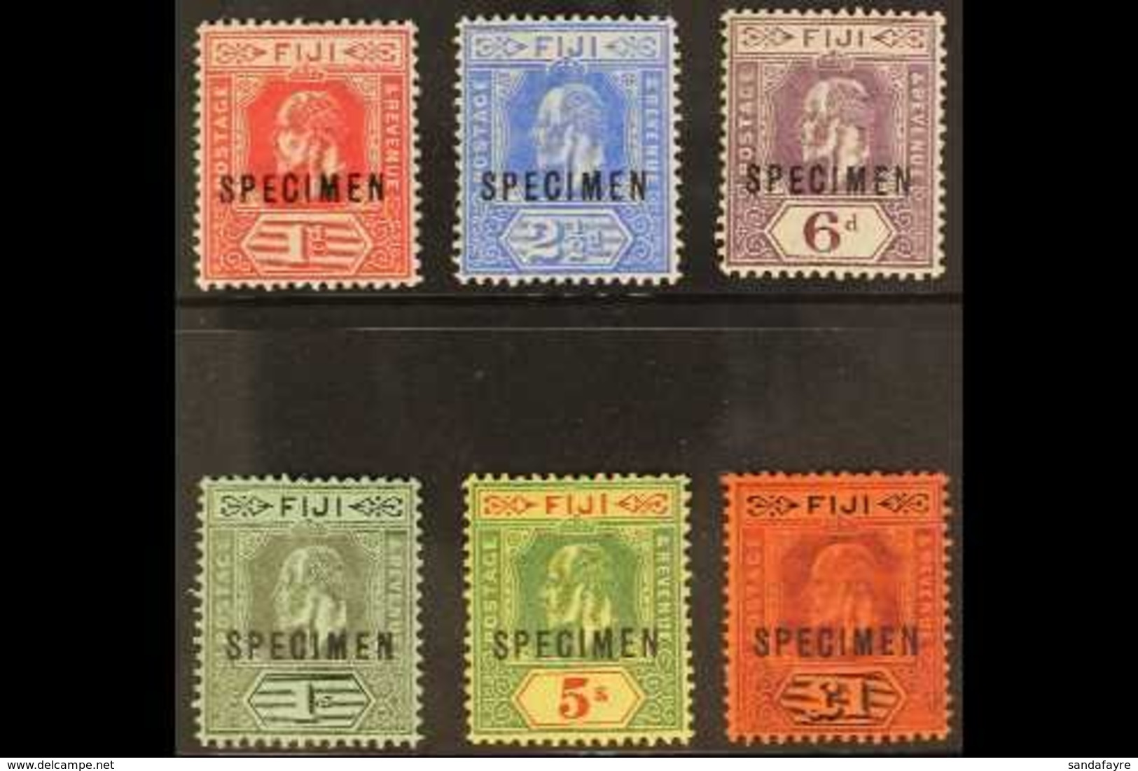 \Y 1906-12\Y New Colours The Complete Set Of "SPECIMEN" Overprints, SG 119s/124s, Fine Mint, The £1 With Short Perfs At  - Fidschi-Inseln (...-1970)
