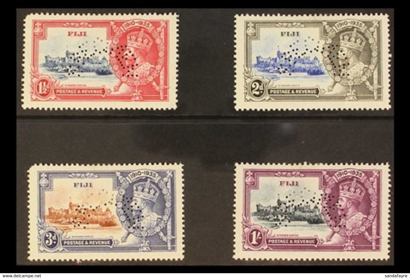 \Y 1935\Y Silver Jubilee Set Perf "SPECIMEN", SG 242s/245s, Very Fine Mint, The 1½d & 3d Vals With Rounded N.W. Corners  - Fiji (...-1970)