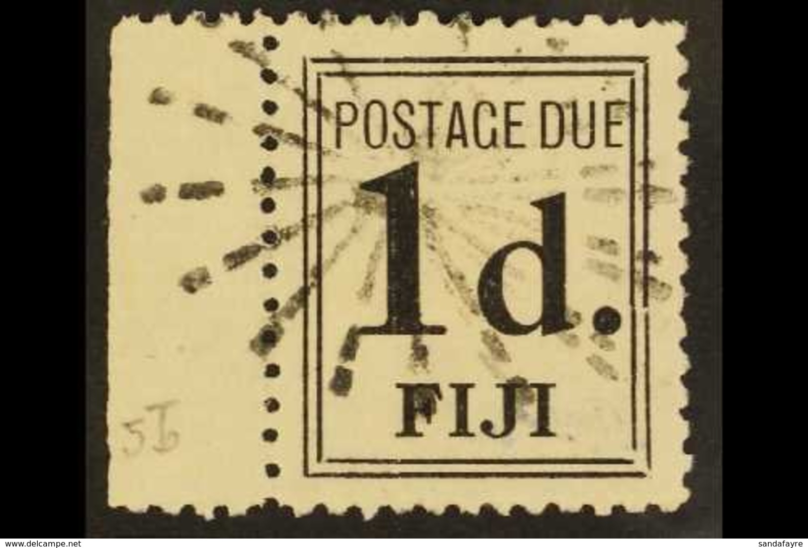 \Y POSTAGE DUE\Y 1917-18 1d Black Narrow Setting, SG D5b, Very Fine Used With Sheet Margin At Left. For More Images, Ple - Fidji (...-1970)