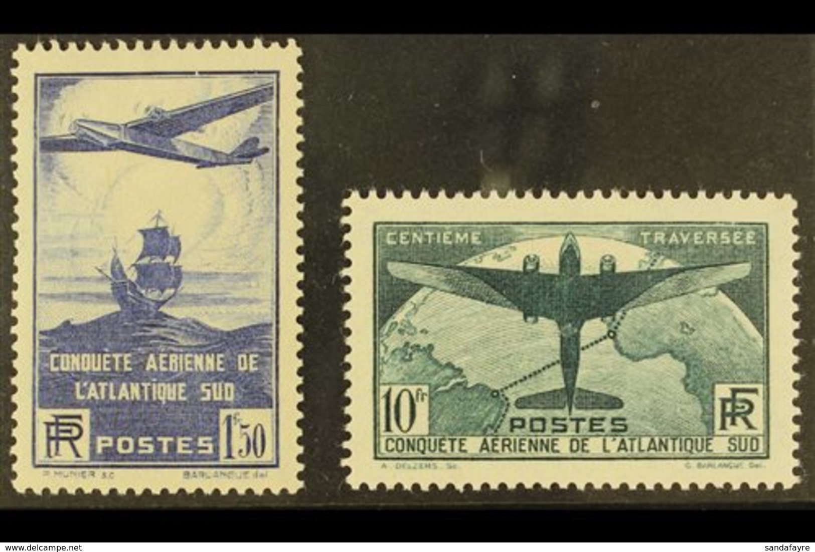 \Y 1936\Y 100th Flight Between France And South America Complete Set (SG 553/54, Yvert 320/21), Very Fine Mint, Fresh. ( - Sonstige & Ohne Zuordnung