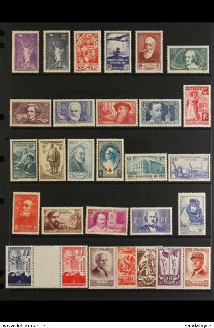 \Y 1936-1943 NEVER HINGED MINT COMMEMORATIVES\Y All Different Selection. Includes 1938 Intellectuals Fund Set, 1939 P.T. - Other & Unclassified