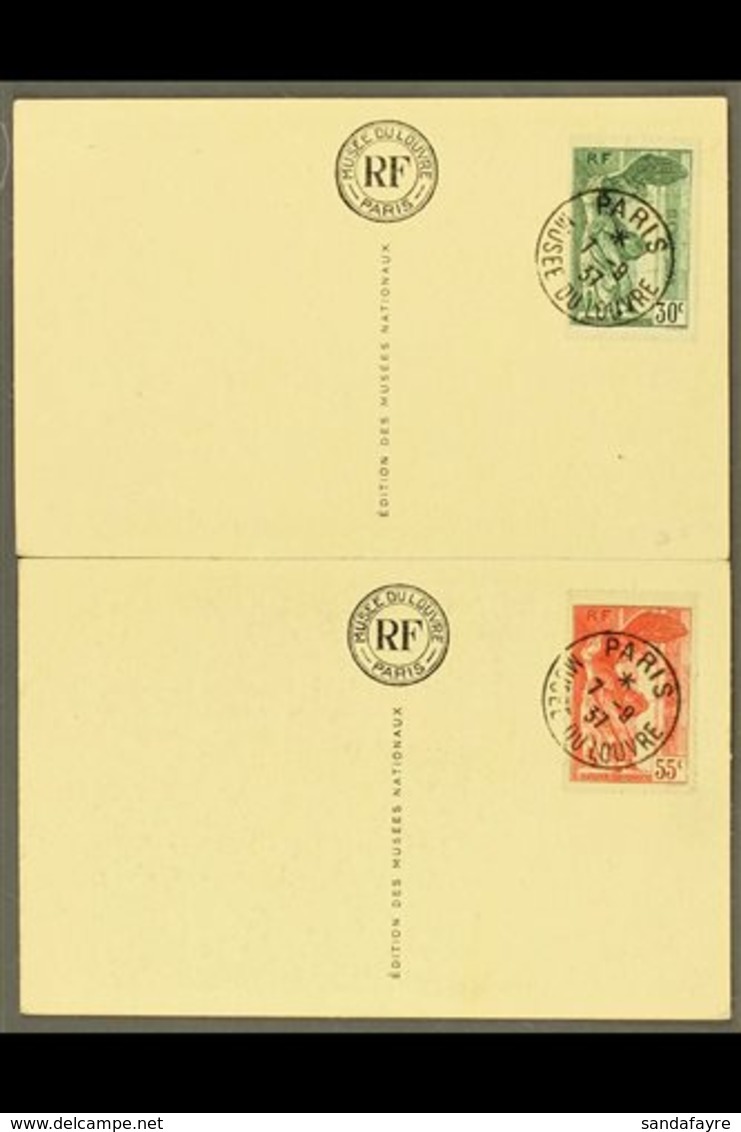 \Y 1937\Y 30c And 55c Museums Set, Each Very Fine Used On Unused "Musees Nationaux" Picture Cards. (2 Cards) For More Im - Sonstige & Ohne Zuordnung