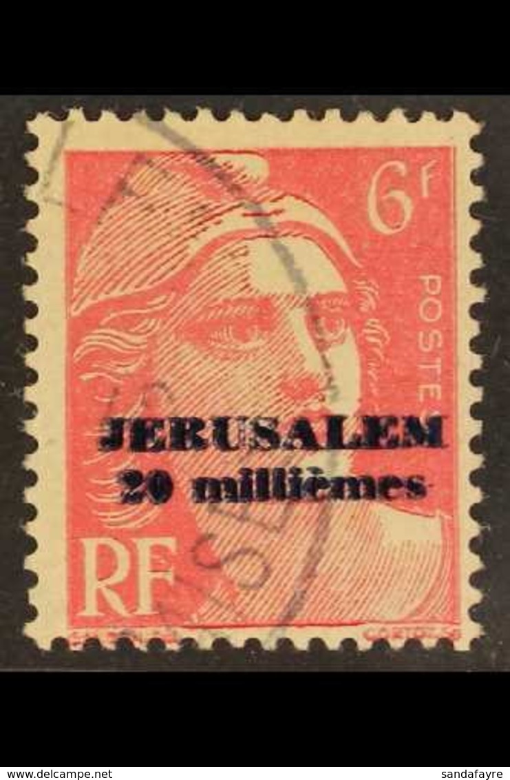 \Y JERUSALEM CONSULAR POST\Y 1948 20m On 6f Marianne Local Overprint Type II, Maury 4 II, Very Fine Cds Used, Fresh. For - Autres & Non Classés