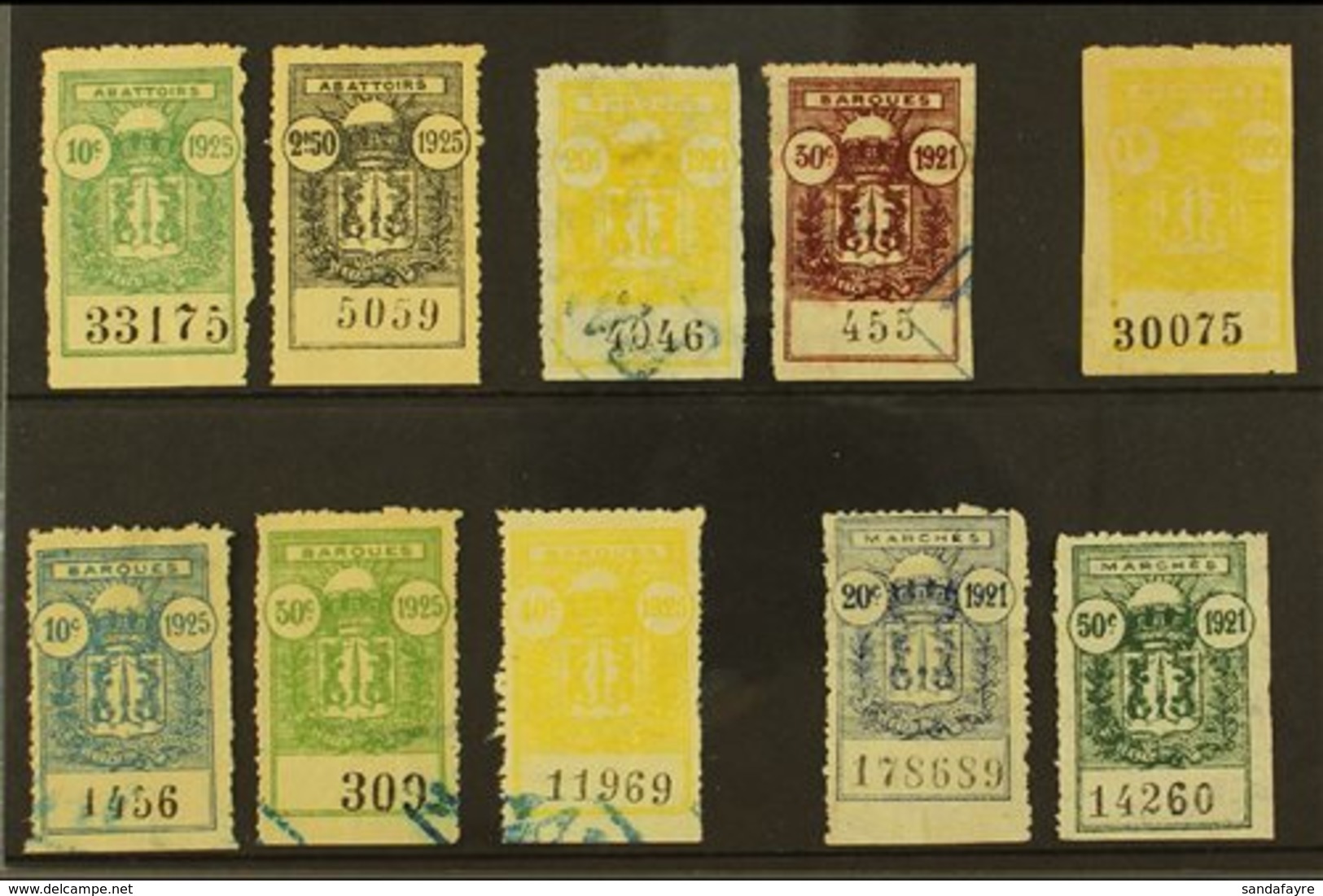 \Y FRENCH INDOCHINA\Y HANOI MUNICIPAL REVENUES 1921-1925 All Different Selection On Stock Cards, Inc Abattoirs 1925 10c  - Other & Unclassified