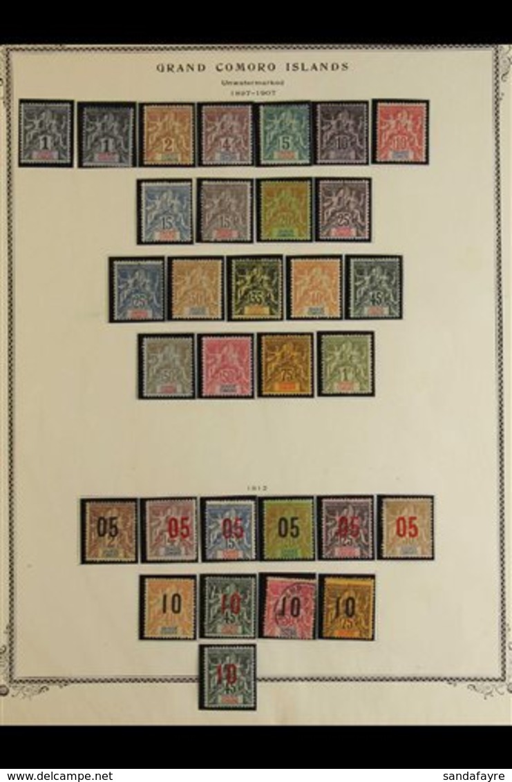 \Y GRAND COMORO ISLANDS\Y 1897-1907 COMPLETE COLLECTION, Yv 1/29, 1897 & 1900 Peace & Commerce Sets Plus 1912 Surcharged - Other & Unclassified