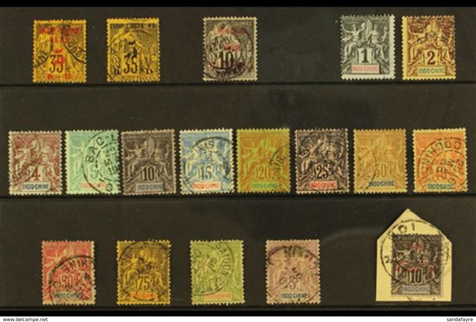 \Y INDO - CHINA\Y 1889-99 USED 19TH CENTURY RANGE On  A Stock Card. Includes 1889 5 On 35c Surcharges In Red And Black,  - Autres & Non Classés