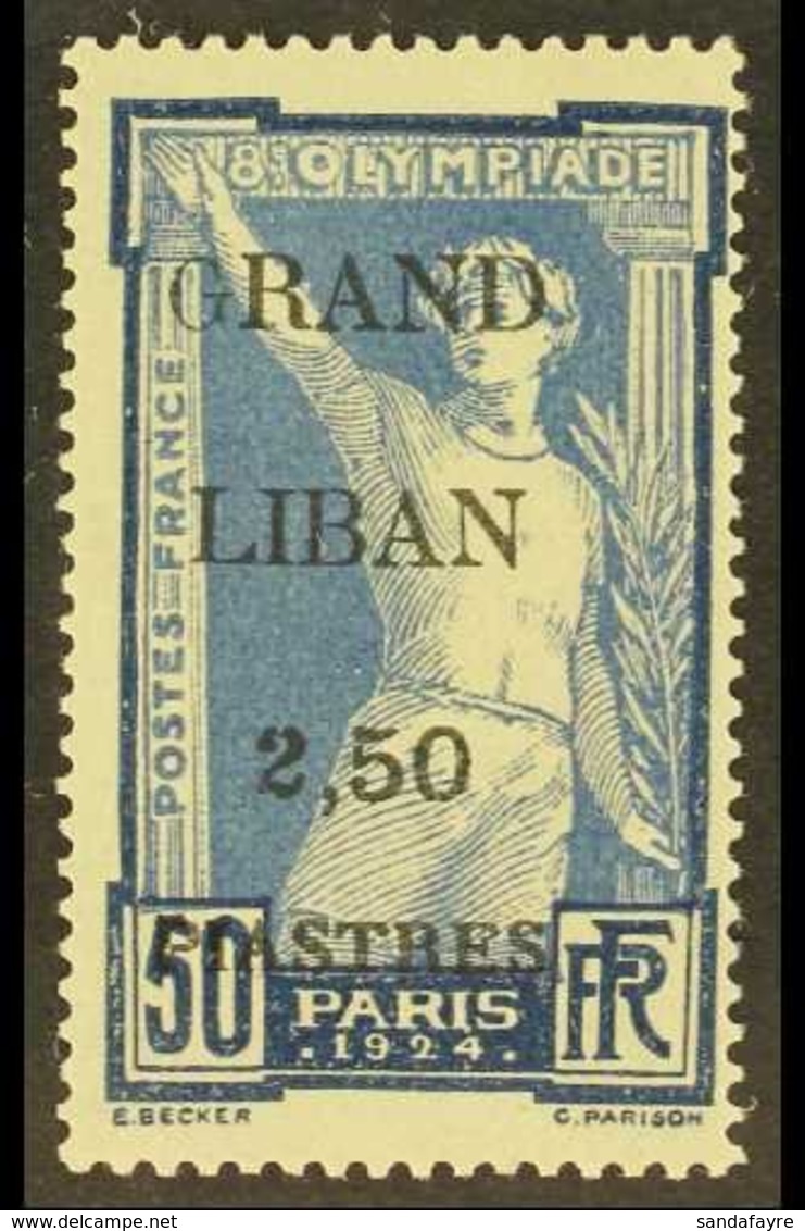 \Y LEBANON\Y 1924 2.50p On 50c Ultramarine "GRAND LIBAN" Surcharge On Olympic Games With THIN "G" IN "GRAND" VARIETY (Yv - Other & Unclassified