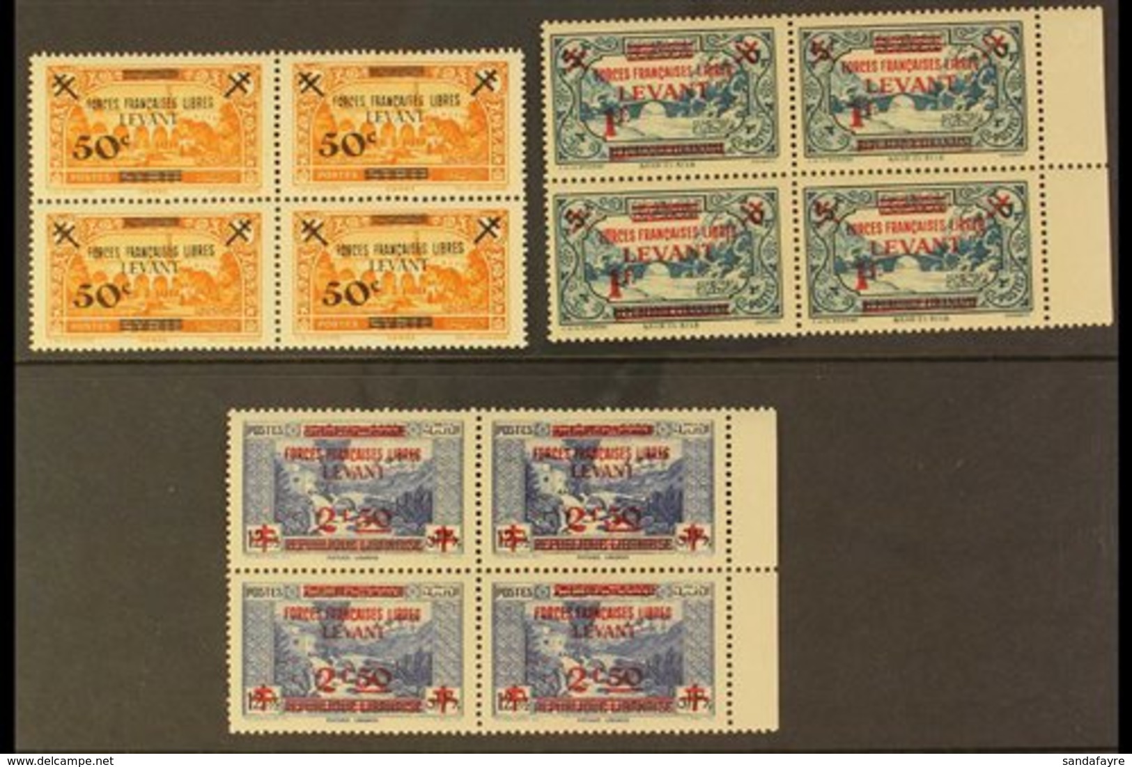 \Y LEVANT\Y FREE FRENCH 1942 50c On 4pi, 1f On 5pi & 2.50f On 12½pi 'Forces Francaises Libres / Levant" Overprints, Yver - Autres & Non Classés