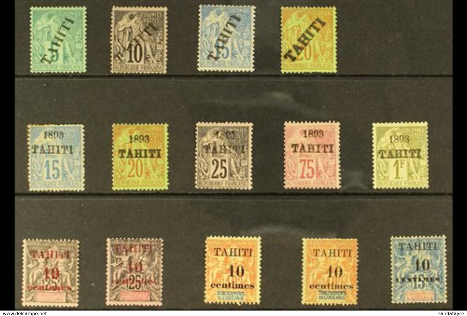 \Y TAHITI\Y 1893-1903 Fine Mint All Different Collection. With 1893 Diagonal Overprint 5c To 20c (the 10c & 20c No Gum); - Autres & Non Classés