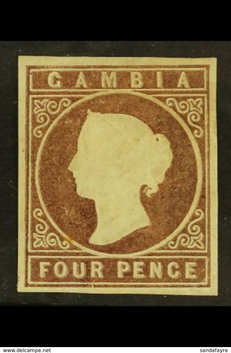 \Y 1869\Y 4d Pale Brown No Wmk, SG 2, Mint Part OG With 4 Good Neat Margins. For More Images, Please Visit Http://www.sa - Gambie (...-1964)