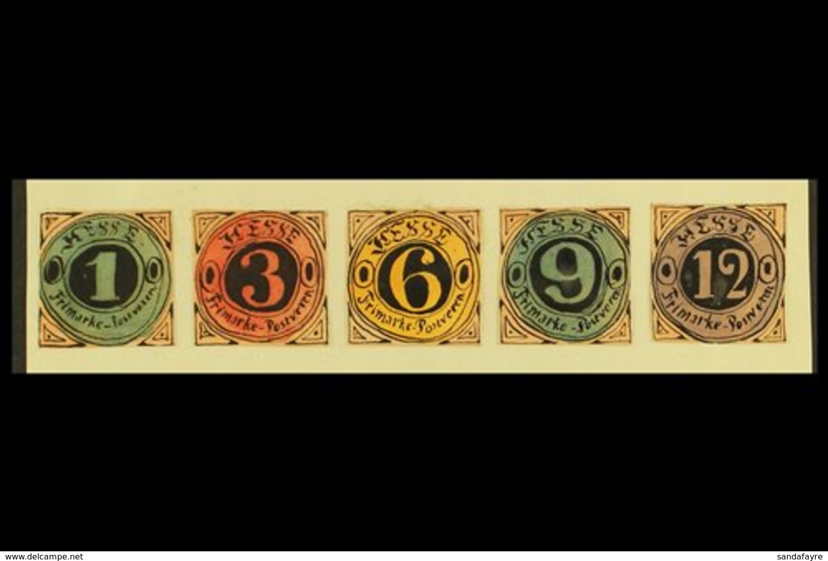 \Y 1861 HAND PAINTED STAMPS\Y Unique Miniature Artworks Created By A French "Timbrophile" In 1861. HESSE "essays" (no Po - Autres & Non Classés