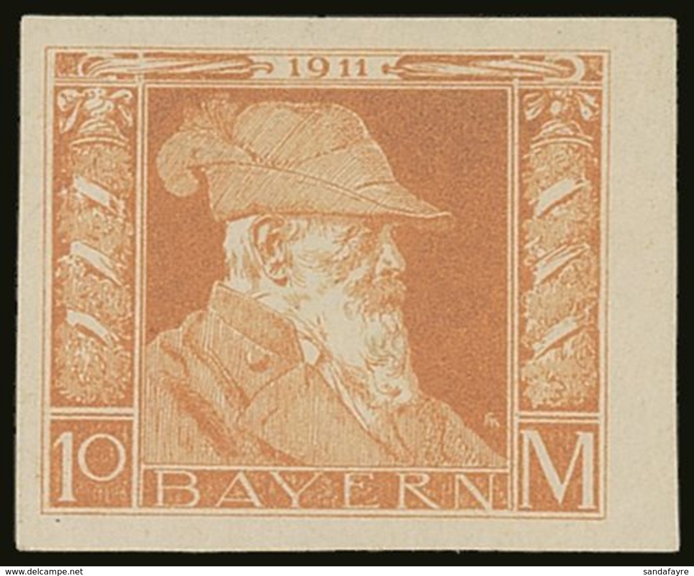 \Y BAVARIA\Y 1911 10m Orange, Die II, Variety "imperf", MMi 90IIU, Very Fine Mint. For More Images, Please Visit Http:// - Other & Unclassified