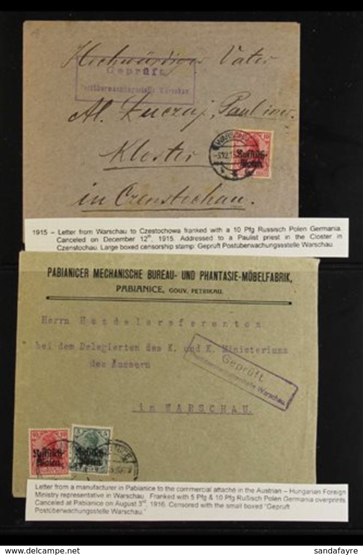 \Y EASTERN MILTARY COMMAND AND POLAND\Y COVERS Occupation Of Poland 1915 Range Of Overprinted Stamps (SG And Mi 1/5) On  - Other & Unclassified