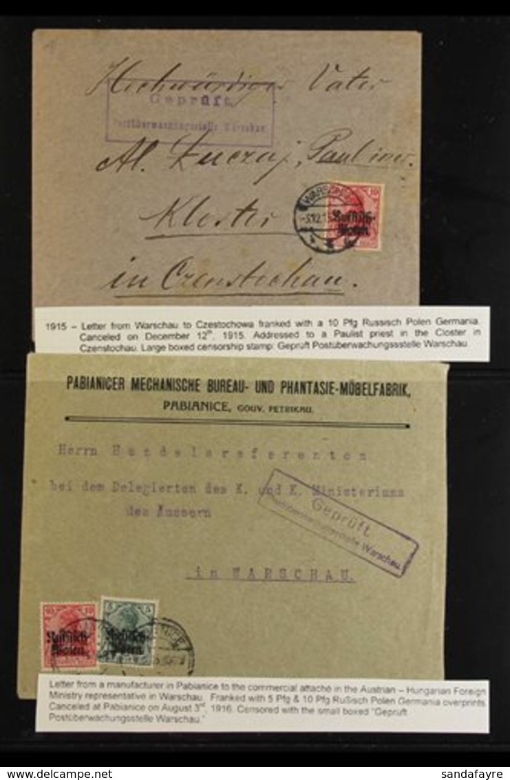 \Y EASTERN MILTARY COMMAND AND POLAND\Y COVERS Occupation Of Poland 1915 Range Of Overprinted Stamps (SG And Mi 1/5) On  - Autres & Non Classés