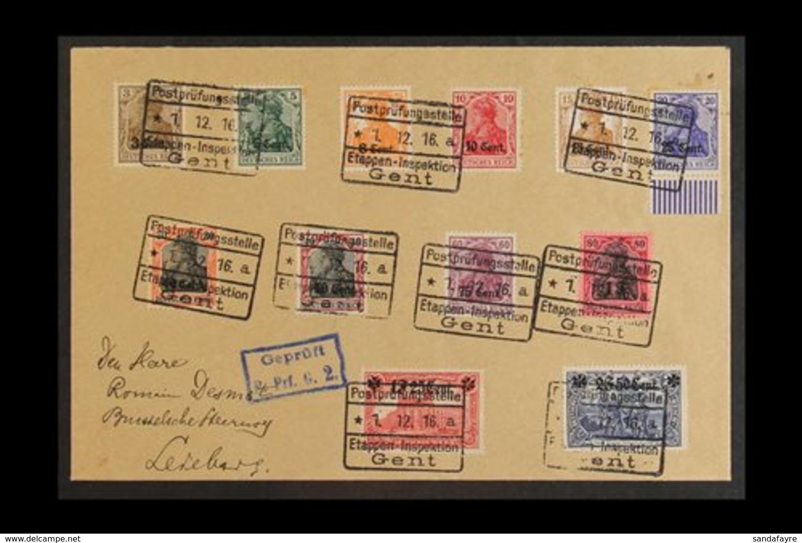 \Y WESTERN MILITARY COMMAND AREA\Y 1916 (1st December) Censored Cover Bearing Complete Set (Mi 1/12, SG 1/12, COB OC), T - Sonstige & Ohne Zuordnung