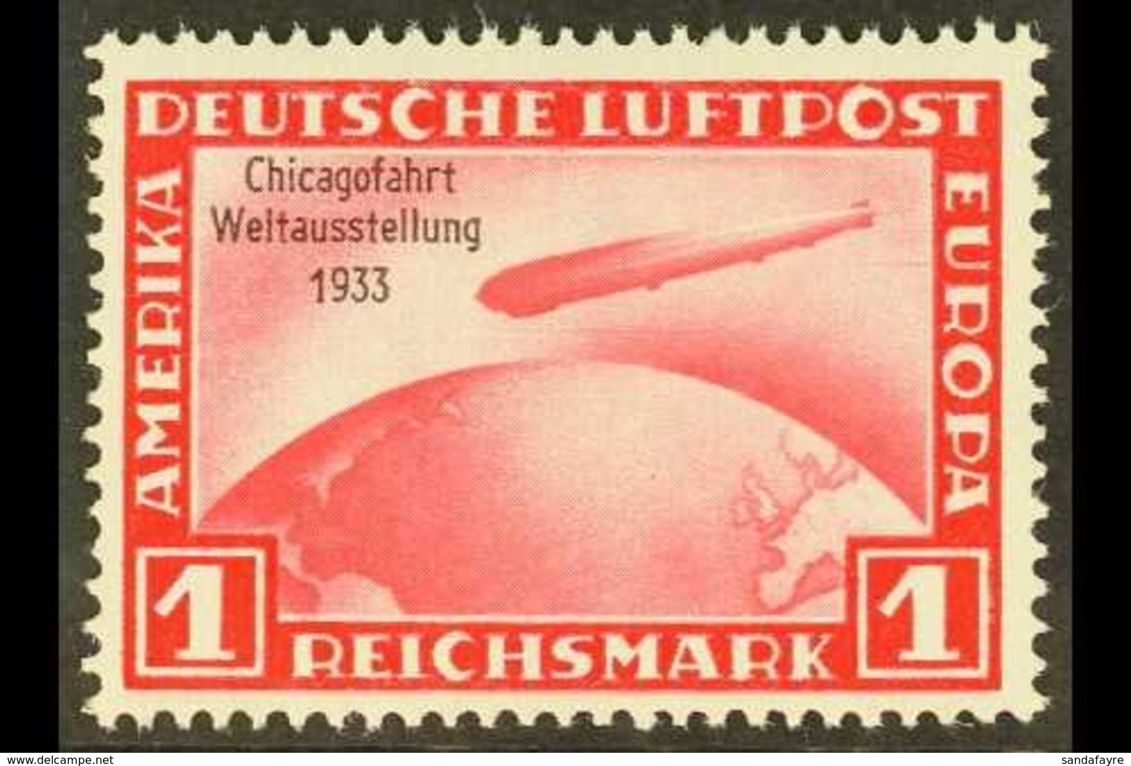 \Y 1933\Y 1m Carmine Air Chicago World Exhibition Flight Of Graf Zeppelin Overprint (Michel 496, SG 510), Superb Never H - Autres & Non Classés