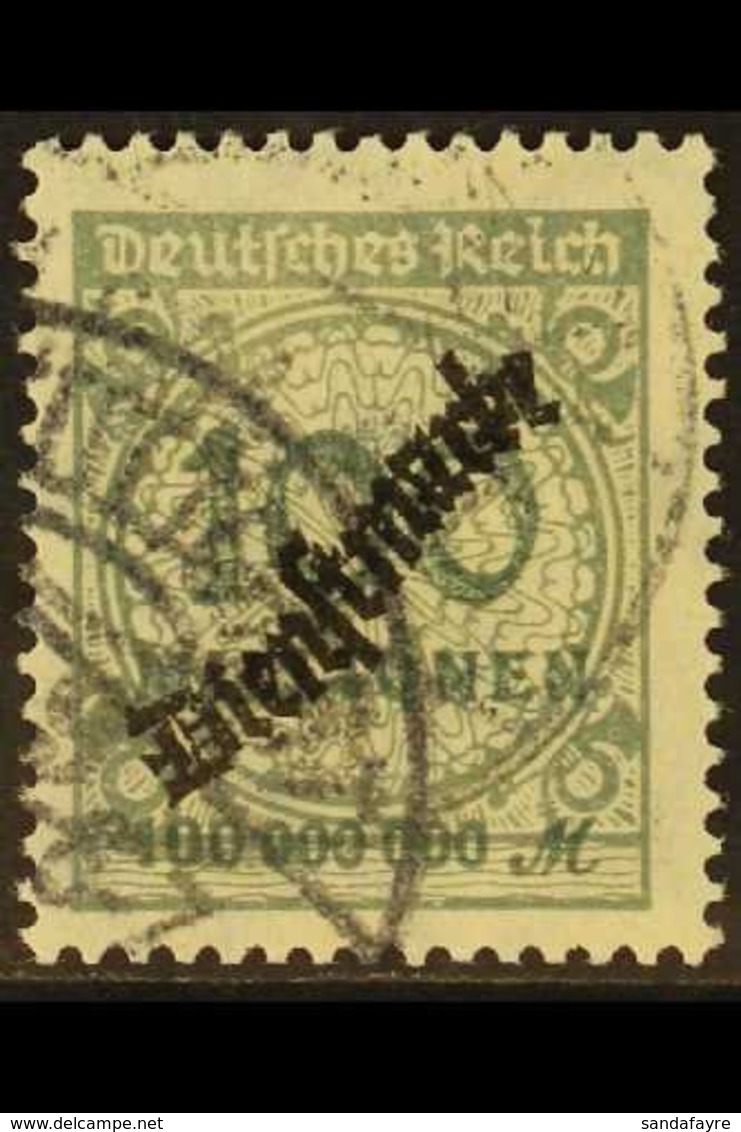 \Y OFFICIAL\Y 1923 100mio Grey "Dienstmarke" Overprint (Michel 82, SG O342), Very Fine Cds Used, Expertized Infla Berlin - Other & Unclassified