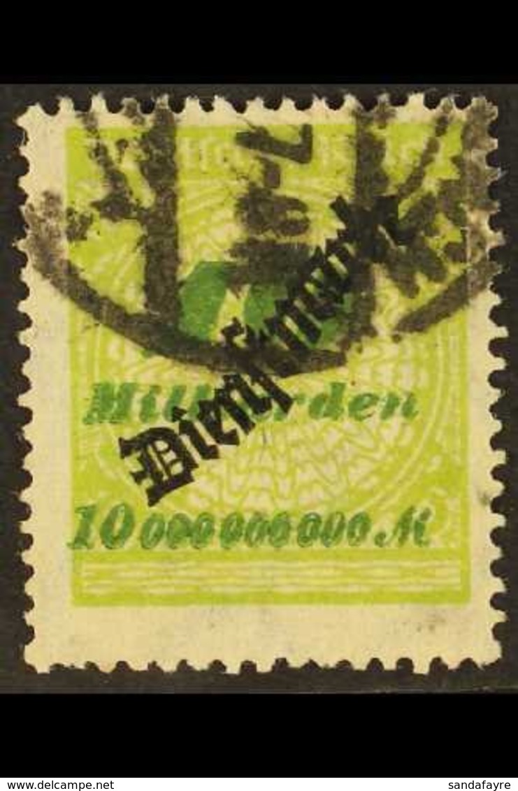 \Y OFFICIAL\Y 1923 10mrd Green & Apple-green "Dienstmarke" Overprint (Michel 86, SG O346), Cds Used, Expertized Dr Oechs - Sonstige & Ohne Zuordnung