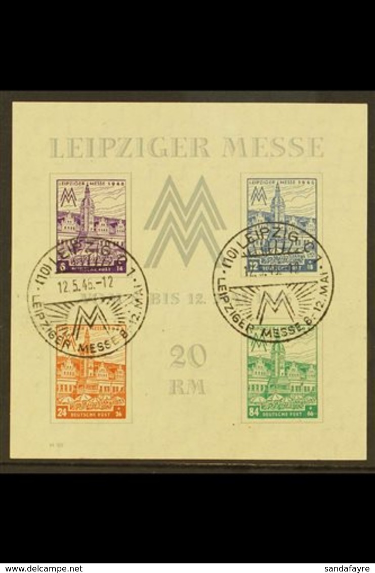 \Y RUSSIAN ZONE\Y 1946 IMPERF Leipzig Trade Fair Miniature Sheet, Mi Block 5ya, Never Hinged Mint With Special Cancels.  - Sonstige & Ohne Zuordnung