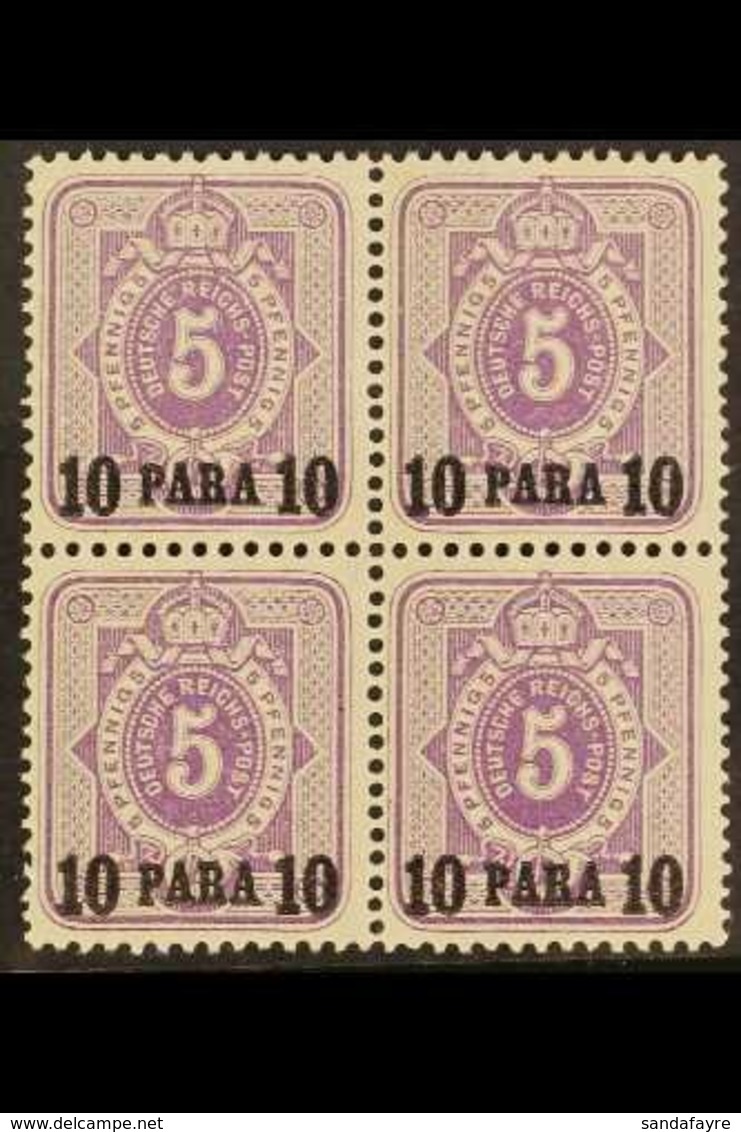 \Y PO'S IN TURKEY\Y 1884 10p On 5pf Violet/purple, Mi 1Na, Superb, Never Hinged Mint Block Of 4. Lovely For More Images, - Andere & Zonder Classificatie