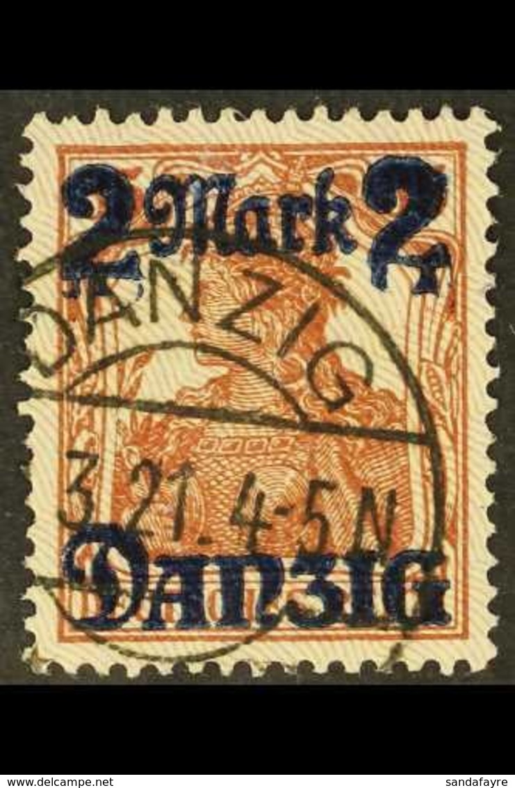 \Y 1920 (1 NOV)\Y 2m On 35pf Red-brown With Burle Background With POINTS DOWNWARD TO THE LEFT, Michel 43 II, Very Fine P - Other & Unclassified