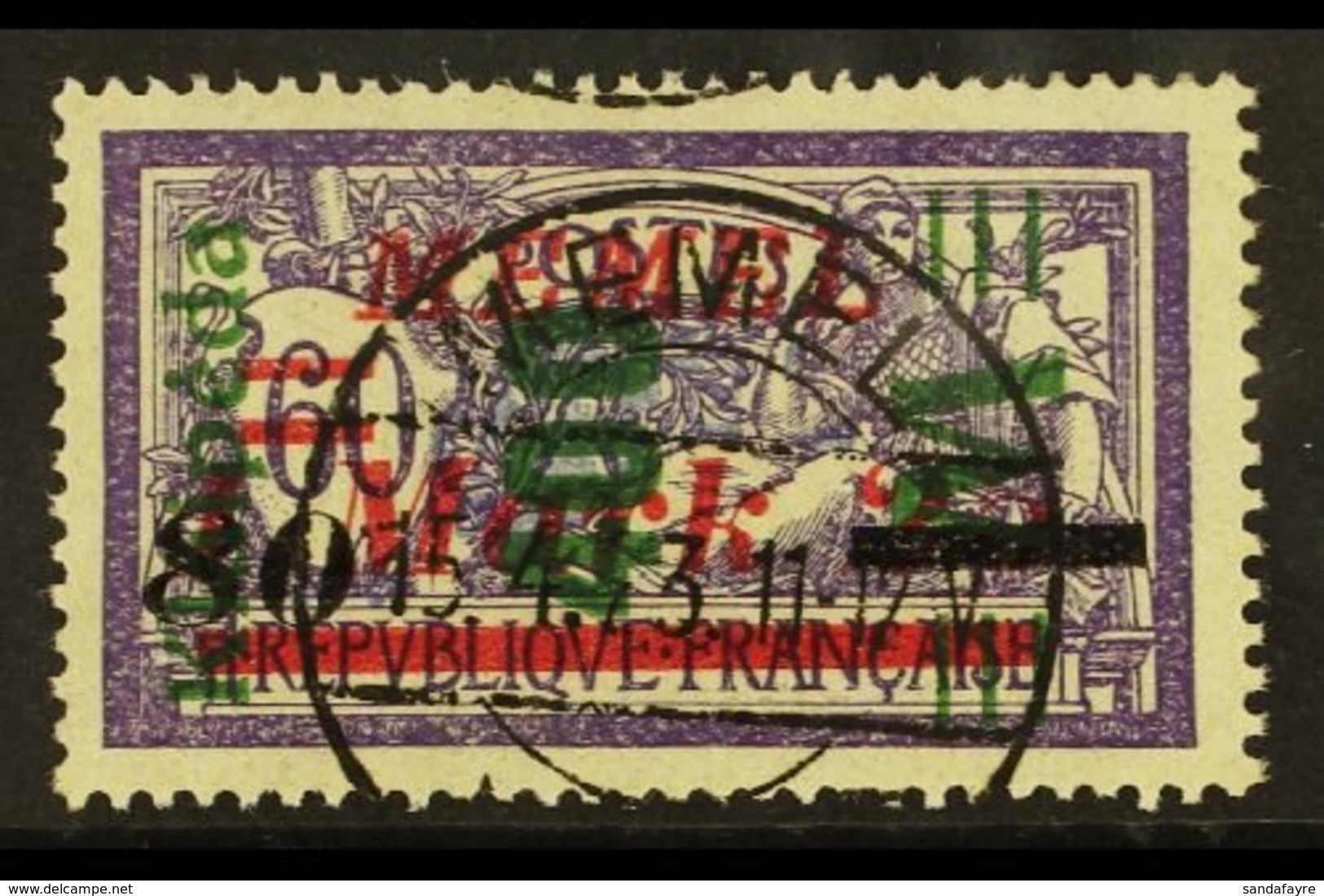 \Y 1923\Y 400m On 80m On 1.25m On 60c Violet & Blue Surcharge With 4.6mm SPACING VARIETY, Michel 165 I, Very Fine Cds Us - Other & Unclassified